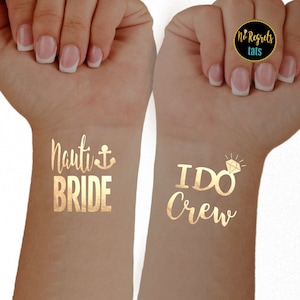 Gold Bachelorette Party Tattoos: I Do Crew, Nauti Bride Favors