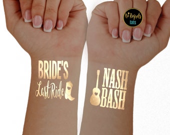 Nash Bash Gold Temporary Tattoos: Nashville Bachelorette Party Favors
