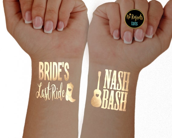 Nash Bash Gold Temporary Tattoos: Nashville Bachelorette Party Favors