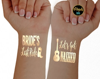 Bride's Last Ride Tattoos / Let's Get Smashed / Bachelorette party tattoos / Nashville bachelorette tattoo / Nash bash / temporary tattoos