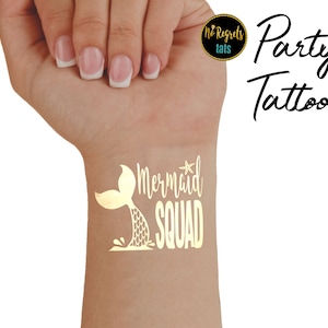 Mermaid Party Tattoos / Gold Party Tattoo / Tropical party tattoos / Gold foil tattoo / metallic gold tattoos / Beach destination tattoos