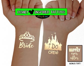 Disney Bachelorette / Disney inspired bachelorette tattoos / Theme Park Bachelorette / Princess Tattoos / Disney themed wedding / I do Crew