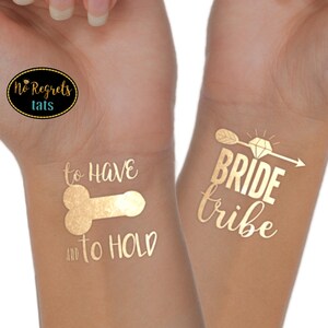 Tatuajes temporales dorados de Bride Tribe: recuerdos para despedidas de soltera