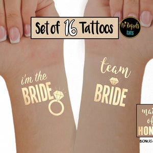 Gold Bachelorette Party Tattoos: Team Bride Temporary Tattoos