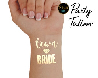 Team Bride Tattoo / Bachelorette party / Bachelorette tattoo / Gold foil tattoo / Team bride