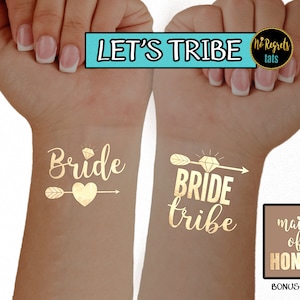 Bride Tribe Metallic Gold Tattoos: Bachelorette Party Favors