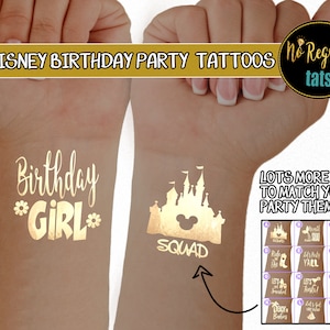 Disney Birthday Party Tattoos / Birthday Girl tattoos / Mickey Mouse Theme party gifts / party favors / birthday squad / princess birthday