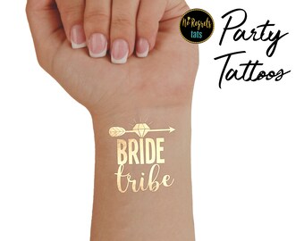 Bride Tribe, Bachelorette Tattoos, Bachelorette party tattoos, Gold metallic tattoo, bachelorette party, find your tribe, bride tribe tattoo