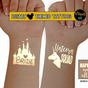 Disney Themed, Unicorn Squad, Princess Bride, Disney bachelorette tattoo, Theme Park part, Disney Tattoos, Disney wedding,Happily Ever After