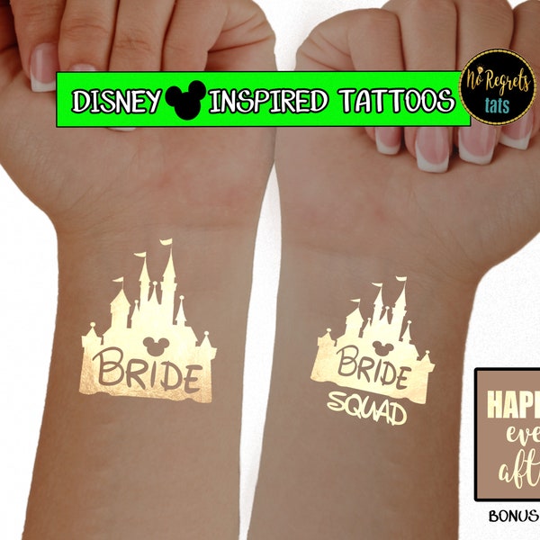 Disney Bachelorette / Tatouages de bachelorette inspirés de Disney / Bachelorette de parc à thème / Tatouages de princesse / Mariage à thème Disney / Bride Squad