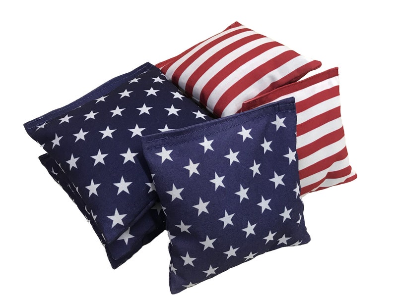 Cornhole Bags\u20228 ACA Regulation Bags\u2022All Weather\u2022Stars and Stripes