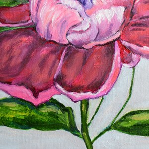 Peony oil painting. Painting of flowers. Bright picture of the flowers for the gift. Purple peony. Bright realistic painting Flower painting image 7