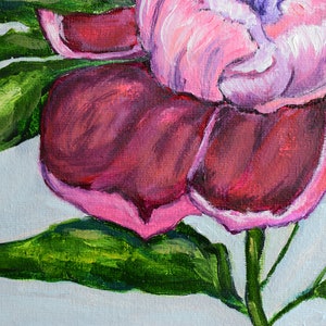 Peony oil painting. Painting of flowers. Bright picture of the flowers for the gift. Purple peony. Bright realistic painting Flower painting image 5