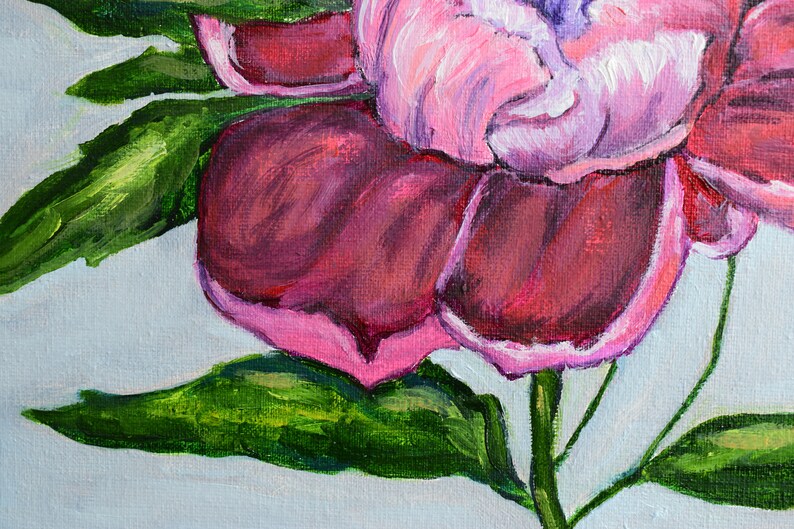 Peony oil painting. Painting of flowers. Bright picture of the flowers for the gift. Purple peony. Bright realistic painting Flower painting image 5