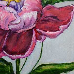 Peony oil painting. Painting of flowers. Bright picture of the flowers for the gift. Purple peony. Bright realistic painting Flower painting image 6