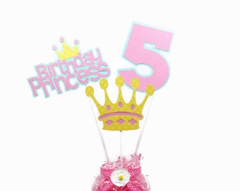 Princess Centerpiece Sticks, Royal Princess Cake Toppers, Girl Birthday Party Decorations
