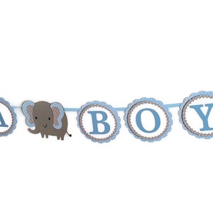 It&#39;s A Boy Elephant Banner Baby Boy Banner Blue & Gray Polka Dot Boy Baby Shower Decorations Elephant Party Banner