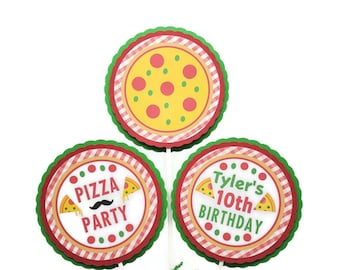 Pizza Party Centerpiece Sticks Boy Girl Birthday Party Decorations Pizza Party Decorations 3 Piece Set Personalized