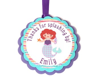 Mermaid Favor Tags, Under The Sea Girl Birthday Party Decorations, Mermaid Party Favor Tags Personalized with Name, Lavender & Mint Green