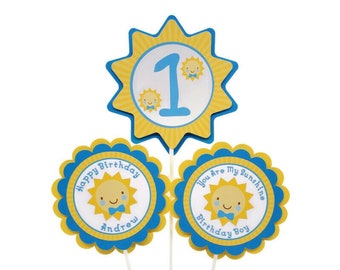 You Are My Sunshine Centerpiece Sticks Boy 1st Birthday Party Decorations Sunshine Party Decorations 3 Piece Set Personalized