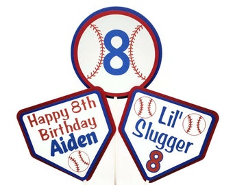 Personalized Baseball Birthday Party Centerpiece Sticks, Team Colors