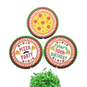 Pizza Party Centerpiece Sticks Boy Girl Birthday Party Decorations Pizza Party Decorations 3 Piece Set Personalized