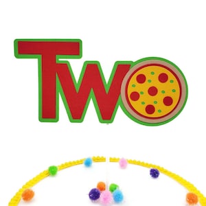 Pizza TWO Cake Topper, Second Birthday Cake Topper, Boy Girl 2nd Birthday Pizza Party Decorations, Smash Cake Topper