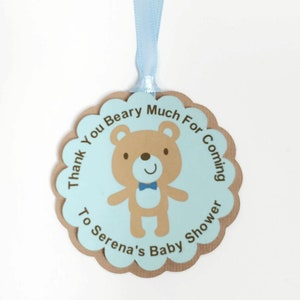 Baby Boy Teddy Bear Favor Tags Blue Baby Shower Party Decorations Party Favor Tags