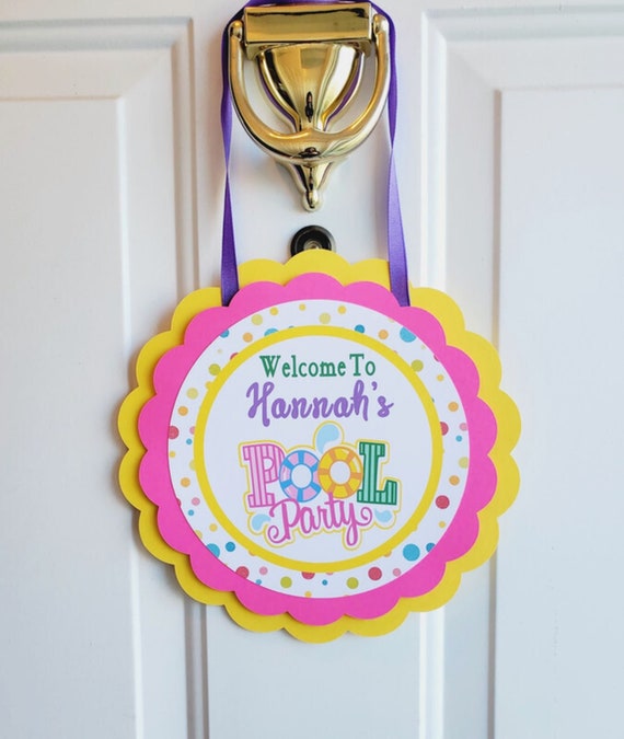 Pool Party Welcome Sign Door Hanger Girl Beach Party Summer Birthday Party Decorations Personalized Il_570xn