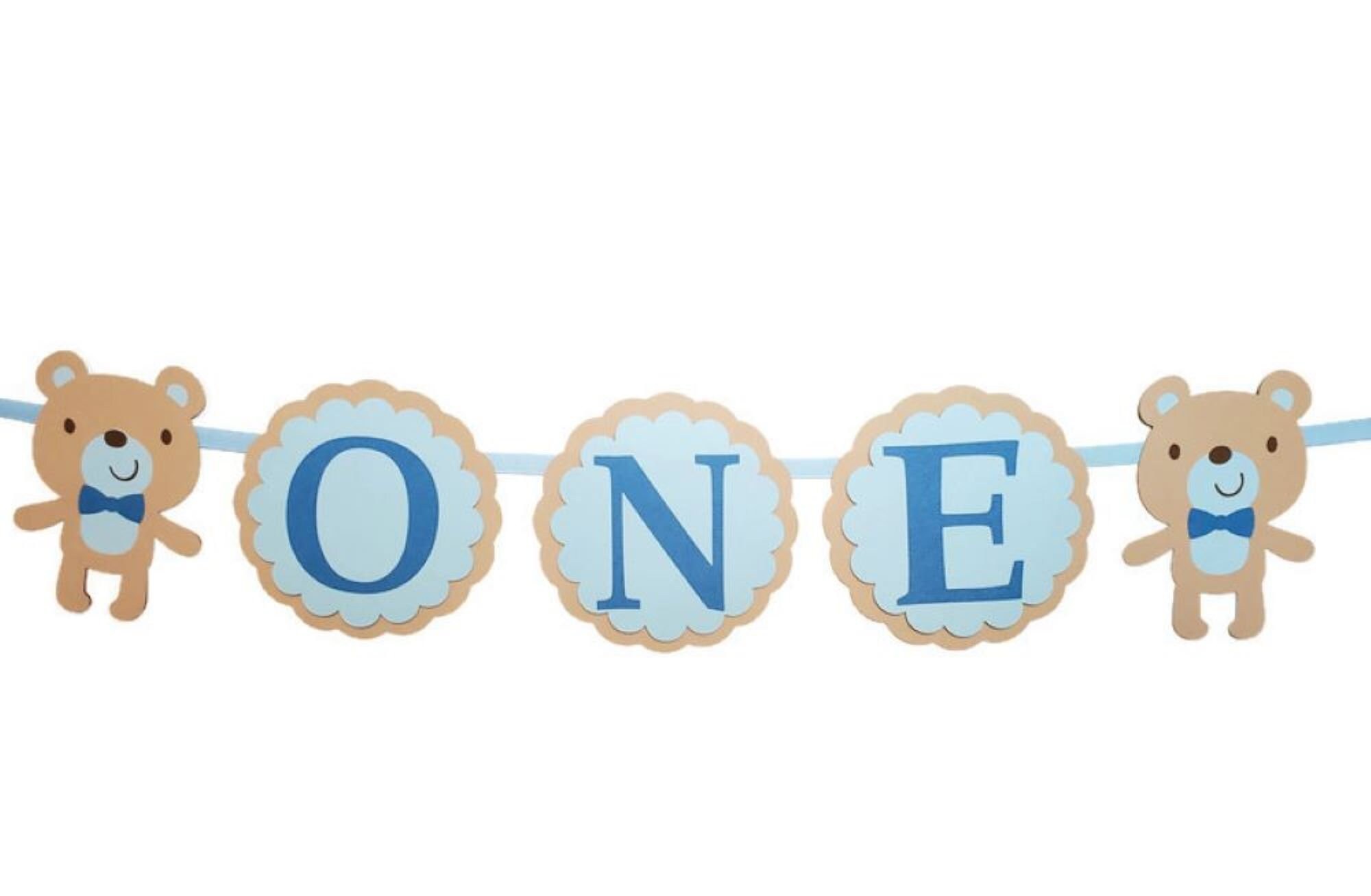 Baby Boy Teddy Bear High Chair Birthday Banner 1st Birthday Boy Party ...