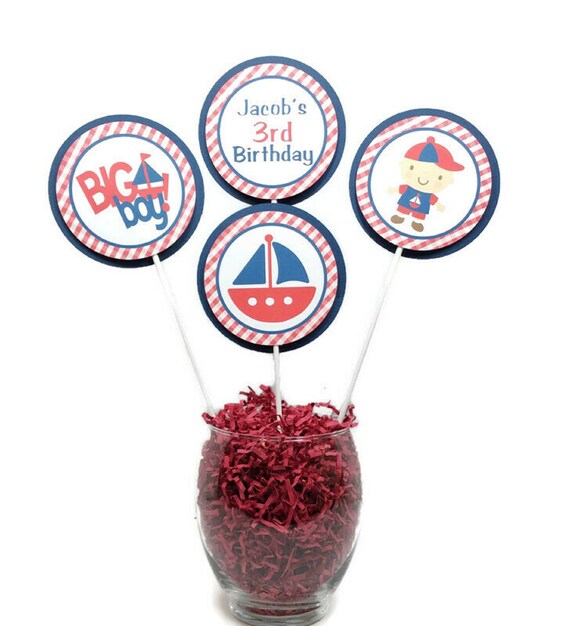 Nautical Birthday Cake Toppers Nautical Centerpiece Sticks Boy