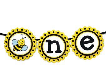 First Bee Day High Chair Banner, Baby 1st Birthday Party Decorations, Fun to Bee One Banner, Yellow and Black Birthday Banner