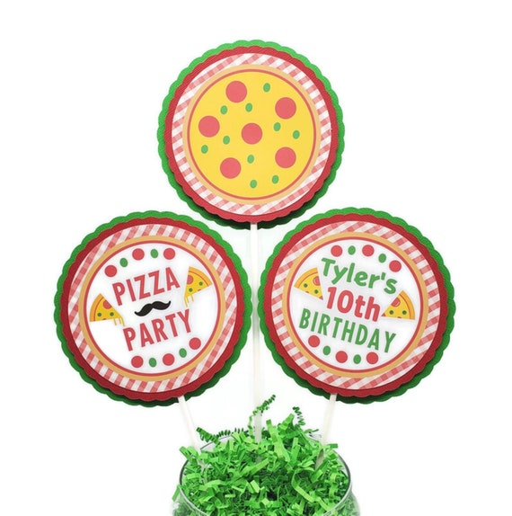 Pizza Party Centerpiece Sticks Boy Girl Birthday Party Decorations Pizza Party Decorations 3 Piece Set Personalized Il_570xn