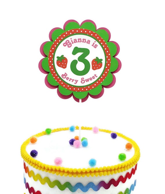Strawberry Cake Topper, Berry Sweet Cake Topper, Strawberry Smash Cake Decor, Girl Birthday Party Decorations Il_570xn