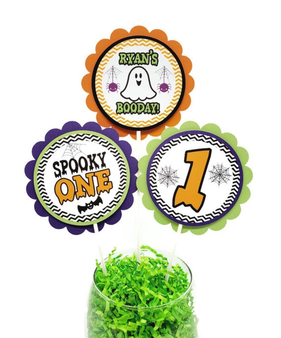Spooky ONE Centerpiece Sticks Ghost 1st Birthday Party Decorations Halloween Party Decorations 3