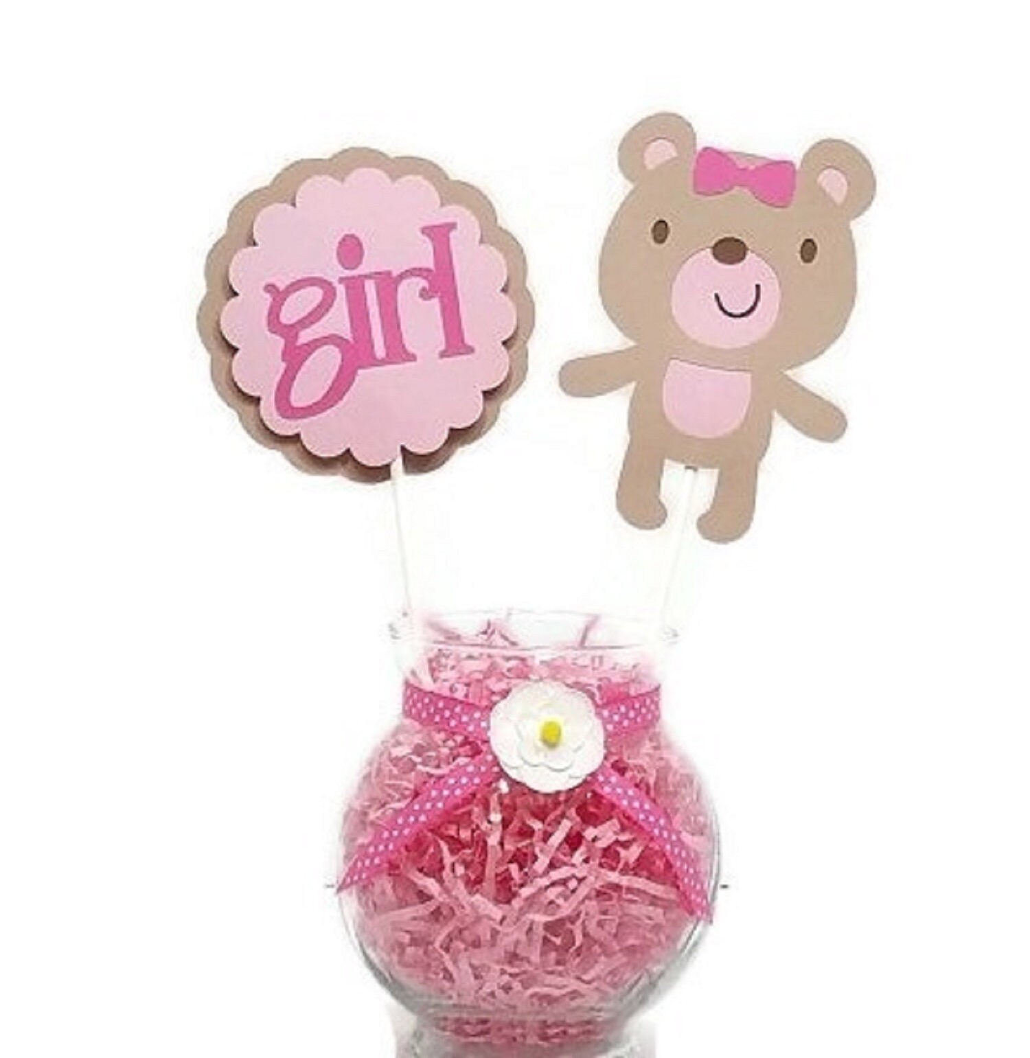 Teddy Bear Girl Baby Shower Centerpiece Sticks, Cake Toppers - Etsy