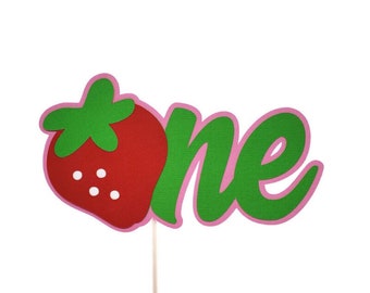 Strawberry ONE Cake Topper, Berry Sweet ONE Birthday Party Decorations, Girl 1st Birthday Smash Cake Topper
