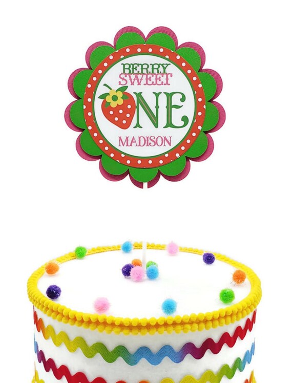 Berry Sweet ONE Cake Topper, Strawberry Birthday Cake Topper, Girl Berry 1st Birthday Party Decorations, Smash Cake Topper Personalized Il_570xn