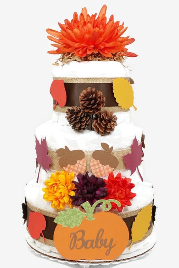 Fall Baby Shower Diaper Cake Gender Neutral Baby Shower Centerpiece