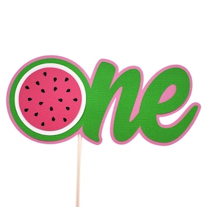 Watermelon ONE Cake Topper, One In A Melon Birthday Party Decorations, Girl 1st Birthday Smash Cake Topper