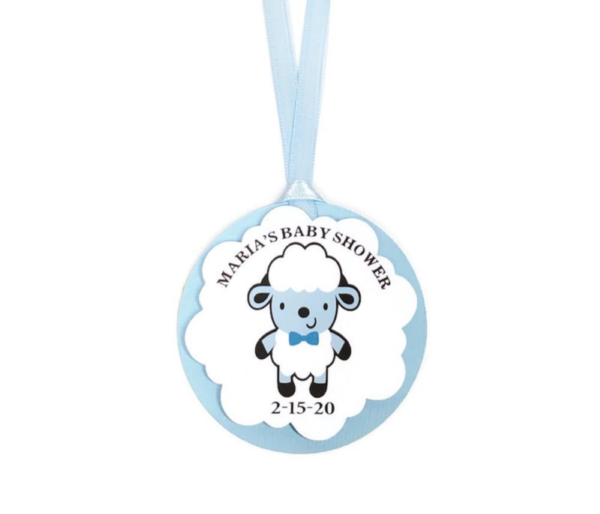 Baby Boy Sheep Favor Tags Blue Lamb Treat Tags Boy Baby Shower Etsy