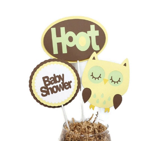 Hoot Owl Centerpiece Sticks, Cake Toppers, Gender Neutral Baby Shower Decorations Il_570xn