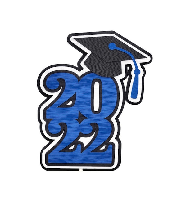 Class of 2022 Cake Topper High School College Grad Cake Topper With Cap 2022 Graduation Party Decorations - CHOOSE YOUR COLORS Il_570xn