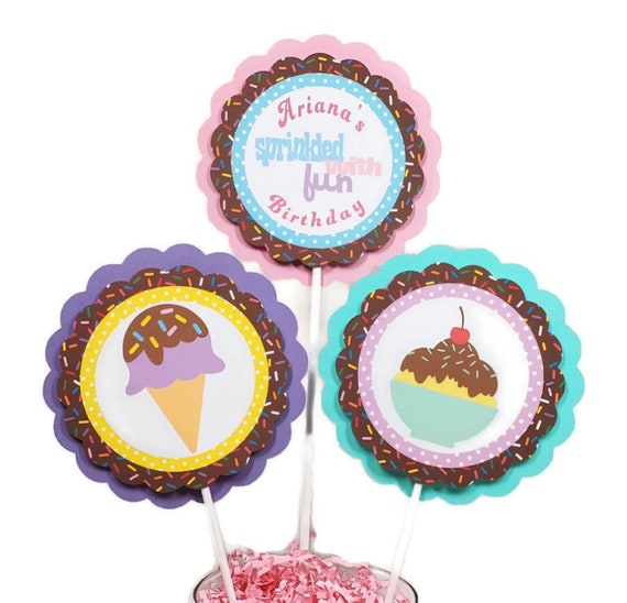 Ice Cream Birthday Party Centerpiece Sticks Girl Birthday Party Decorations Summer Birthday Party Decor Personalized Il_570xn