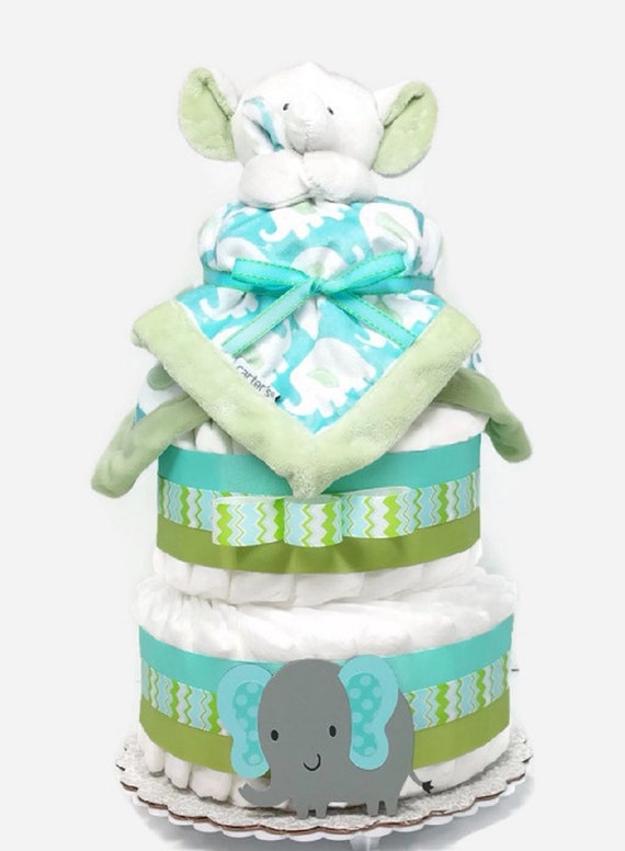 Elephant Baby Shower Boy Diaper Cake