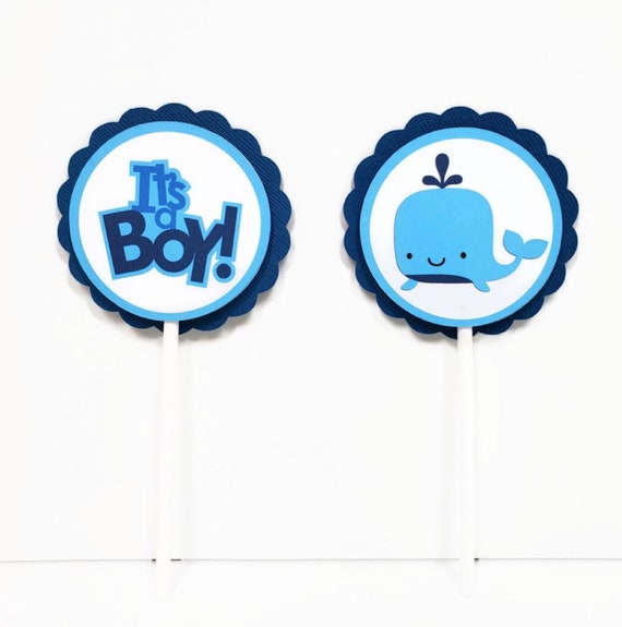 Whale Cupcake Toppers Nautical Cupcake Toppers Boy Baby Etsy