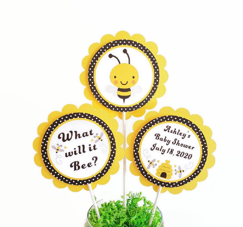 Bumble Bee Centerpiece Sticks What Will It Bee Gender Neutral Baby Shower Gender Reveal Party Decorations Personalized