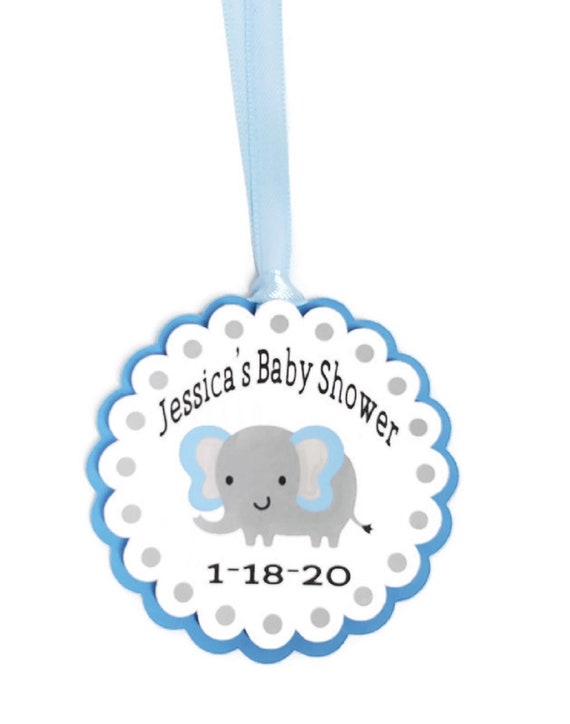 Boy Elephant Favor Tags Blue & Gray Boy Baby Shower Party Decorations Party Treat Tags Elephant Thank You Tags Il_570xn