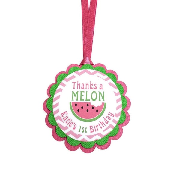Watermelon Favor Tags, Girl 1st Birthday Party Decorations, One in a Melon Party Treat Tags Il_570xn