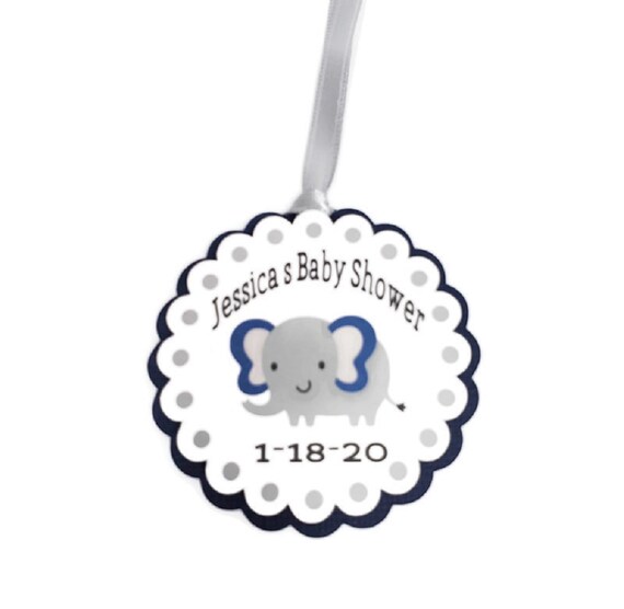 Boy Elephant Favor Tags Navy Blue & Gray Boy Baby Shower Party Decorations Party Favor Tags Il_570xn